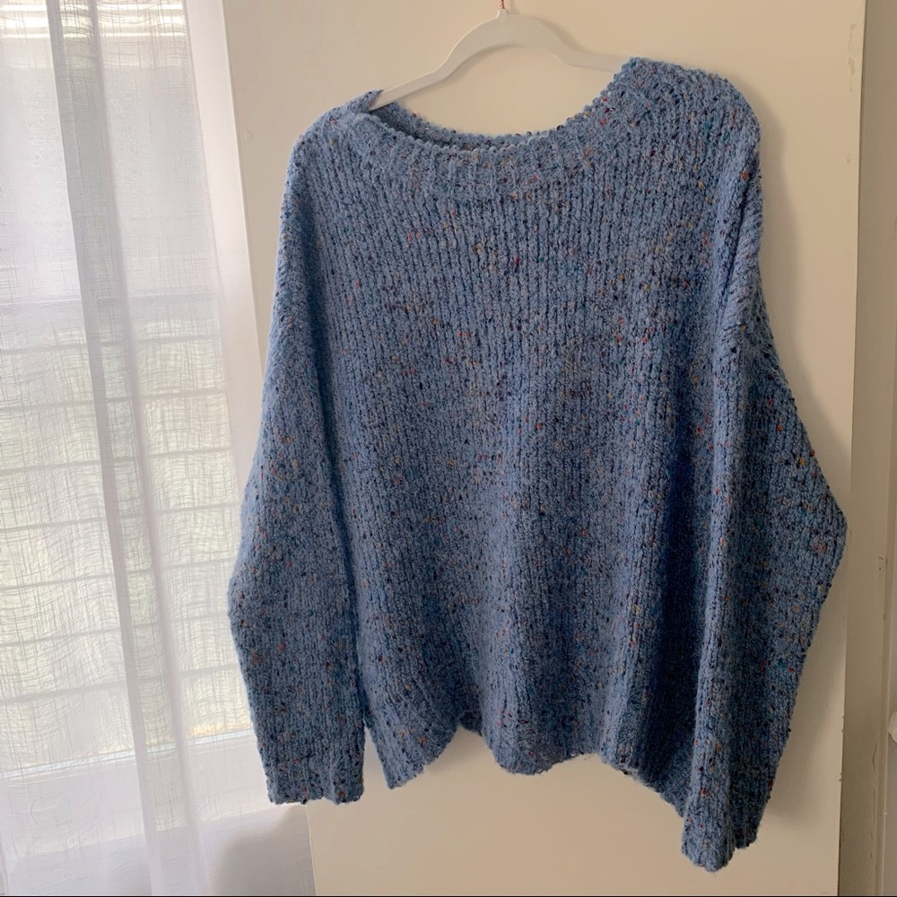 Oversized blue confetti sweater